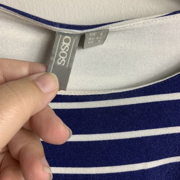 ASOS Blue Striped Maternity Top - Picture 5 of 5